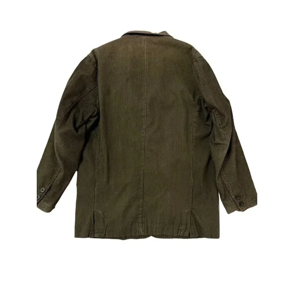 Old Navy Corduroy Blazer Jacket Mens Medium Olive Brown Vtg Grunge Artist Y2K